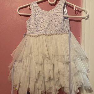 White with lavender dress